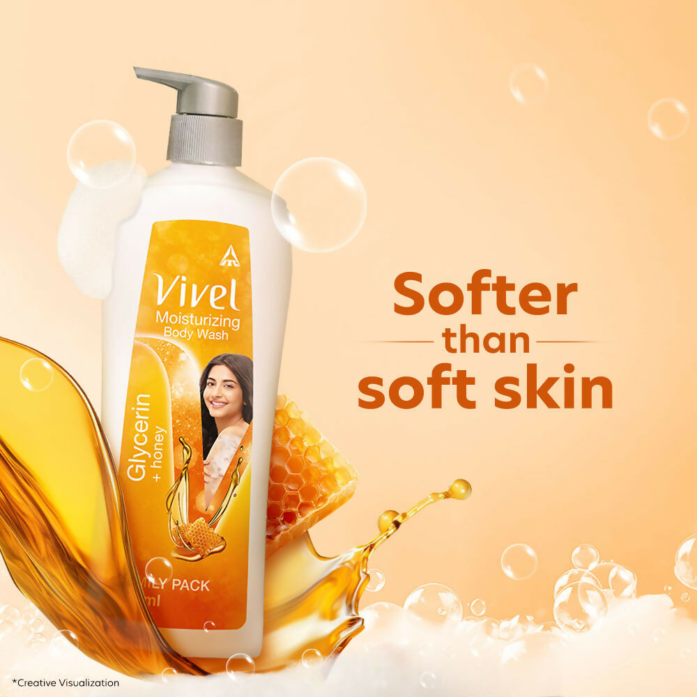 Vivel Moisturizing Body Wash Glycerin & Honey Pump Bottle Shower Gel for Soft Glowing Skin - Distacart