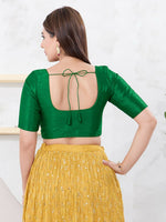 Thumbnail for Joban Fashion Green Dupion Silk Elbow Sleeveless Front Open Blouse