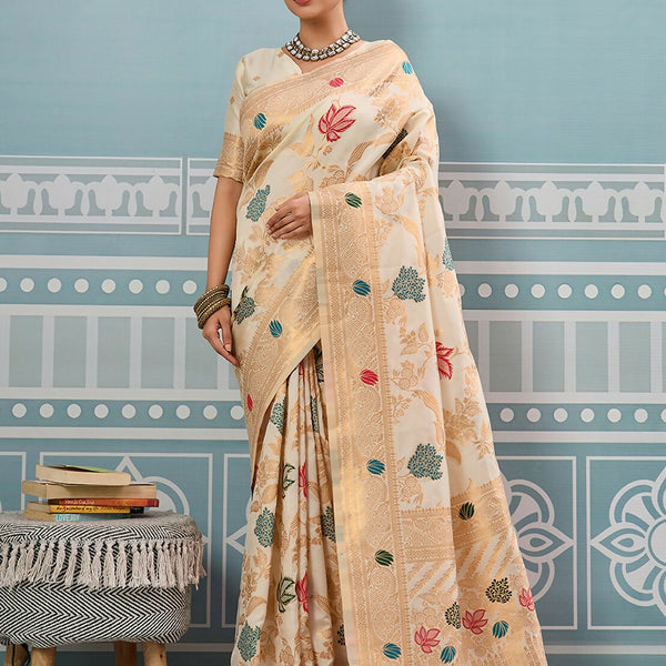 Astita Cream Silk Saree
