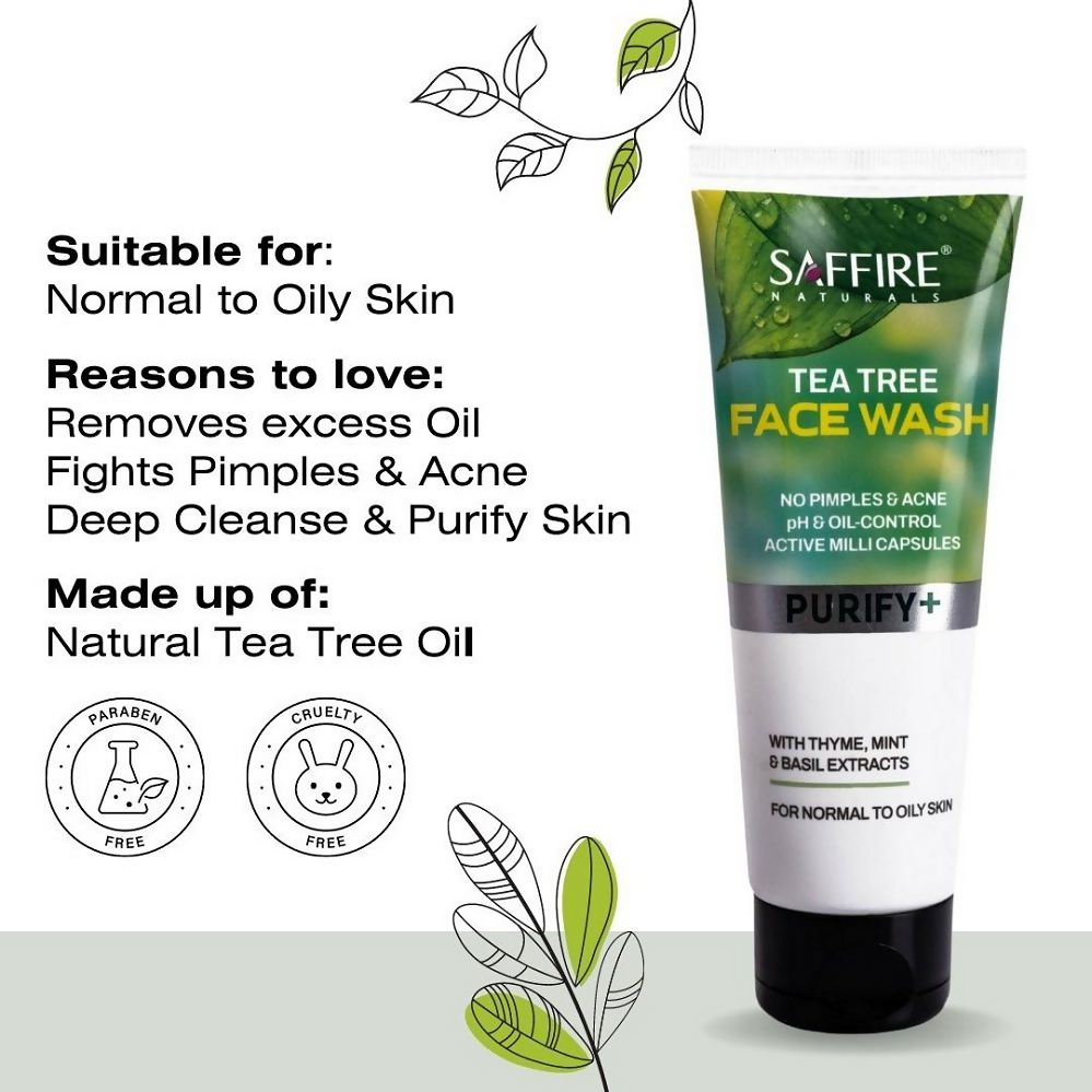 Saffire Naturals Tea Tree Purifying & Cleansing Face Wash - Distacart
