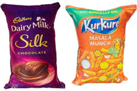 Thumbnail for Unique Fashion Pack of 2 Microfibre Filled Reversible Cushion For Kids - Dairy Milk Silk And Kurkure - Distacart