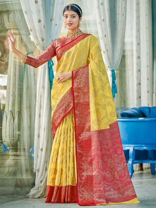 Astita Linen Cotton Yellow Saree