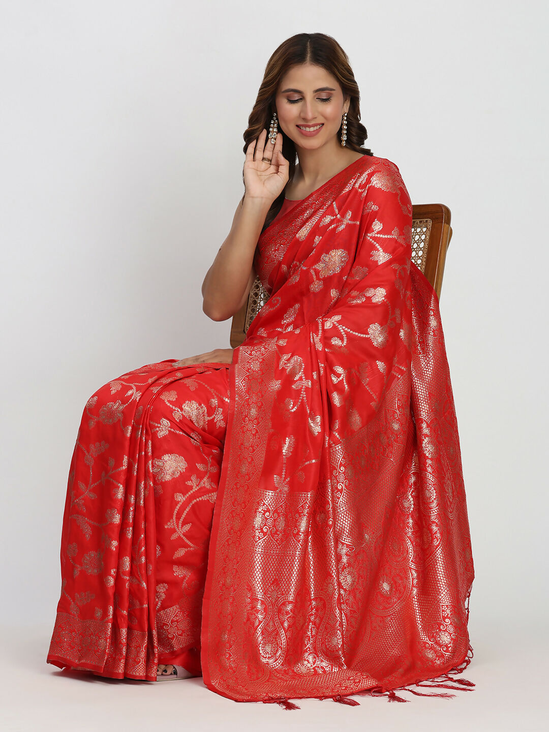 Astita Banarasi Silk Red Saree