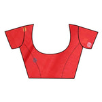 Thumbnail for Very Much Indian Pure Cotton Handloom Saree with Buttis & Sleek Border - Red - Distacart
