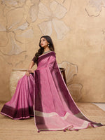 Thumbnail for Astita Rani Pink Linen Saree
