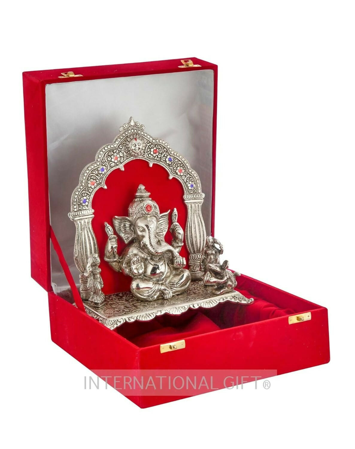 International Gift Silver-Plated Oxidized Finish Ganesha Idol - Distacart