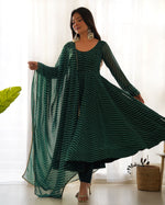 Thumbnail for Teeya Creation Rama Abstract Leheriya Print Faux Georgette Anarkali Gown With Pants And Dupatta - Distacart