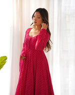 Thumbnail for Teeya Creation Rani Abstract Leheriya Print Faux Georgette Anarkali Gown With Pants And Dupatta - Distacart