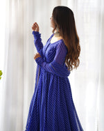 Thumbnail for Teeya Creation Royal blue Abstract Leheriya Print Faux Georgette Anarkali Gown With Pants And Dupatta - Distacart