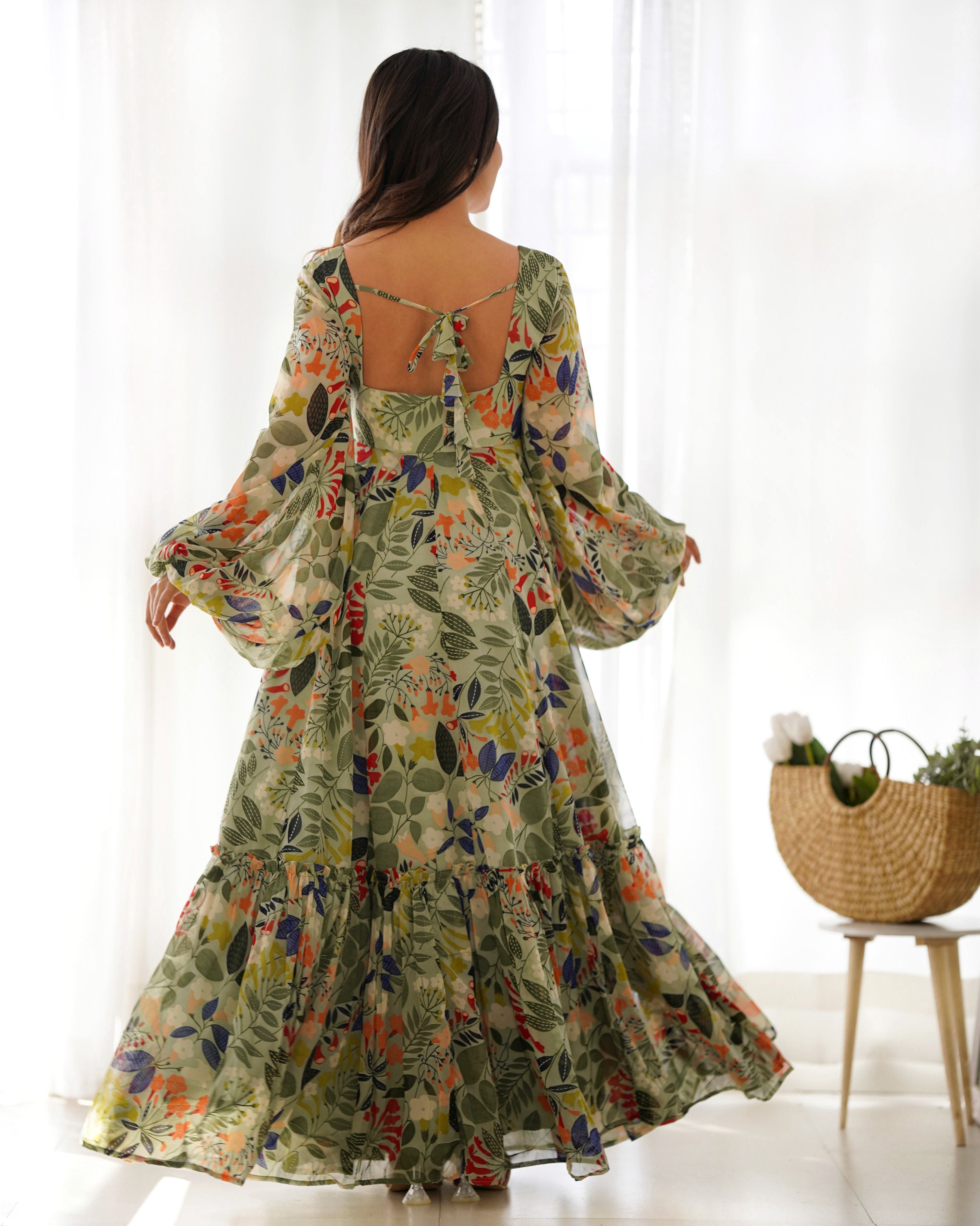Teeya Creation Sky Blue Color Digital Print Faux Georgette Anarkali Maxi - Distacart
