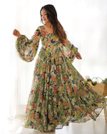 Thumbnail for Teeya Creation Sky Blue Color Digital Print Faux Georgette Anarkali Maxi - Distacart