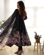 Thumbnail for Teeya Creation Black Color Digital Print Soft organza Anarkali With Pants And Dupatta - Distacart