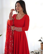 Thumbnail for Teeya Creation Black Color Party Wear Faux Georgette Anarkali Gown With Pants And Dupatta - Distacart