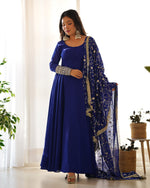 Thumbnail for Teeya Creation Black Color Party Wear Faux Georgette Anarkali Gown With Pants And Dupatta - Distacart