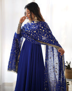 Thumbnail for Teeya Creation Black Color Party Wear Faux Georgette Anarkali Gown With Pants And Dupatta - Distacart