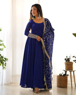 Thumbnail for Teeya Creation Black Color Party Wear Faux Georgette Anarkali Gown With Pants And Dupatta - Distacart