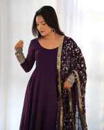 Thumbnail for Teeya Creation Black Color Party Wear Faux Georgette Anarkali Gown With Pants And Dupatta - Distacart