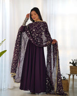 Thumbnail for Teeya Creation Black Color Party Wear Faux Georgette Anarkali Gown With Pants And Dupatta - Distacart