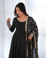 Thumbnail for Teeya Creation Black Color Party Wear Faux Georgette Anarkali Gown With Pants And Dupatta - Distacart