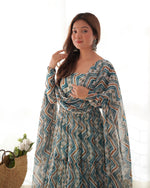 Thumbnail for Teeya Creation Multicolor Digital Print Faux Georgette Anarkali With Pants And Dupatta - Distacart