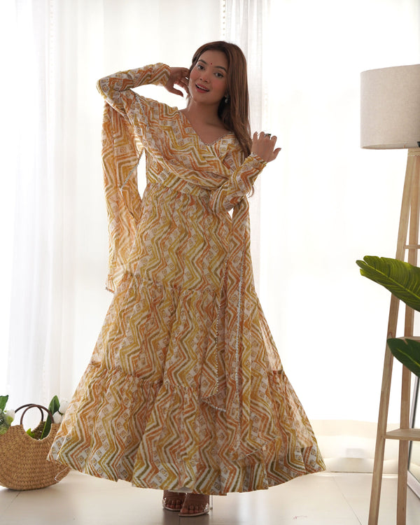 Teeya Creation Multicolor Digital Print Faux Georgette Anarkali With Pants And Dupatta - Distacart