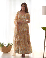 Thumbnail for Teeya Creation Multicolor Digital Print Faux Georgette Anarkali With Pants And Dupatta - Distacart
