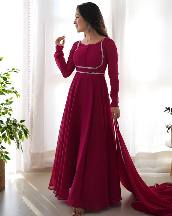 Teeya Creation Black Color Faux Georgette Anarkali Gown With Pants And Dupatta - Distacart