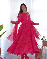 Thumbnail for Teeya Creation Green Color Digital Print Soft Chiffon Anarkali With Dupatta - Distacart
