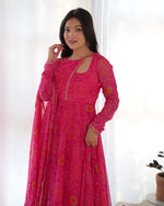 Thumbnail for Teeya Creation Green Color Digital Print Soft Chiffon Anarkali With Dupatta - Distacart