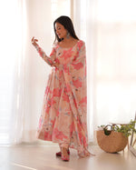 Thumbnail for Teeya Creation Multicolor Digital Print Faux Georgette Anarkali With Pants And Dupatta - Distacart