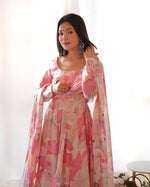Thumbnail for Teeya Creation Multicolor Digital Print Faux Georgette Anarkali With Pants And Dupatta - Distacart