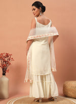 Thumbnail for Teeya Creation Cream Color Faux georgette Heavy Embroidery Work Fully Stitched Sharara Set - Distacart