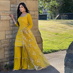 Thumbnail for Teeya Creation Yellow Colour Chinon Silk Heavy Embroidery Work Fully Stitched Salwar Suit - Distacart