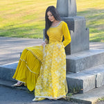 Thumbnail for Teeya Creation Yellow Colour Chinon Silk Heavy Embroidery Work Fully Stitched Salwar Suit - Distacart