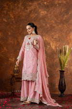 Thumbnail for Teeya Creation Peach Color Chinon Silk Heavy Embroidery Work Fully Stitched Salwar Suit - Distacart