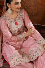 Thumbnail for Teeya Creation Peach Color Chinon Silk Heavy Embroidery Work Fully Stitched Salwar Suit - Distacart