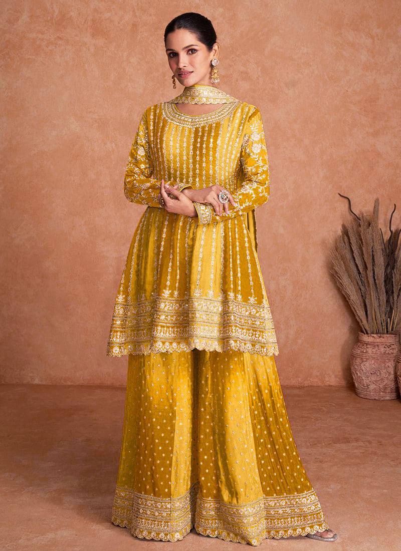 Teeya Creation Multi Colour Chinon Silk Heavy Embroidery Sequence Work Fully Stitched Salwar Suit - Distacart
