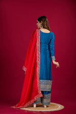 Thumbnail for Teeya Creation Blue Colour Chinon Silk Heavy Embroidery Work Fully Stitched Salwar Suit - Distacart