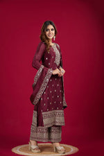 Thumbnail for Teeya Creation Maroon Colour Chinon Silk Heavy Embroidery Work Fully Stitched Salwar Suit - Distacart