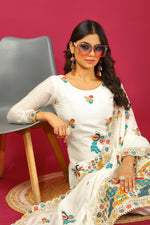 Thumbnail for Teeya Creation White Colour Chinon Silk Heavy Embroidery Work Fully Stitched Salwar Suit - Distacart