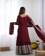 Thumbnail for Teeya Creation Maroon Colour Chinon Silk Heavy Embroidery Work Fully Stitched Salwar Suit - Distacart
