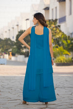 Thumbnail for Teeya Creation Blue Color Chinon Silk Heavy Embroidery Work Pakistani Style Fully Stitched Salwar Suit - Distacart