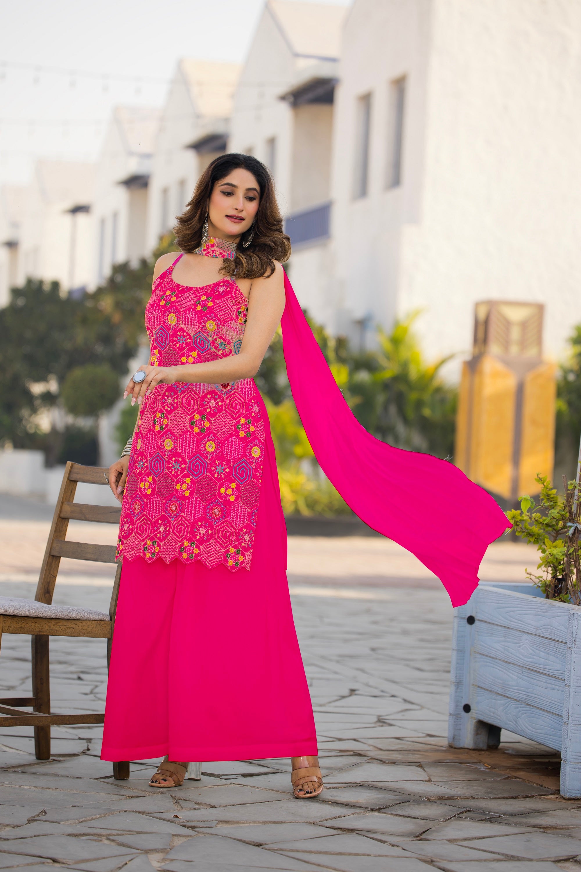 Teeya Creation Pink Color Chinon Silk Heavy Embroidery Work Pakistani Style Fully Stitched Salwar Suit - Distacart