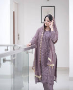 Thumbnail for Teeya Creation Violet Color Faux Georgette Heavy Embroidery Work Fully Stitched Salwar Suit - Distacart
