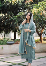 Thumbnail for Teeya Creation Teal Color Faux Georgette Heavy Embroidery Work Fully Stitched Salwar Suit - Distacart