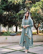 Thumbnail for Teeya Creation Teal Color Faux Georgette Heavy Embroidery Work Fully Stitched Salwar Suit - Distacart