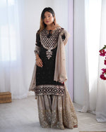 Thumbnail for Teeya Creation Black Color Faux Georgette Embroidery Work Fully Stitched Salwar Suit - Distacart