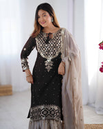 Thumbnail for Teeya Creation Black Color Faux Georgette Embroidery Work Fully Stitched Salwar Suit - Distacart