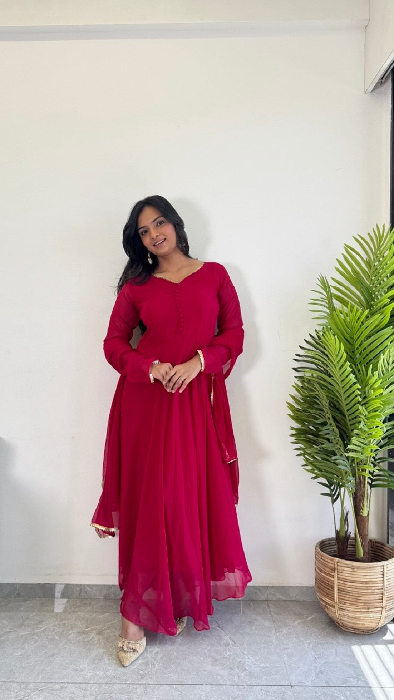 Teeya Creation Rani Color Faux Georgette Digital Print Fully Stitched Gown - Distacart