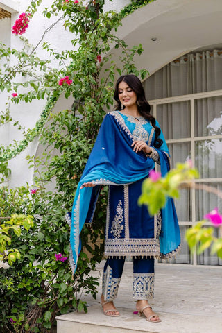 Teeya Creation Multi Color Star Georgette Embroidery Work Fully Stitched Salwar Suit - Distacart